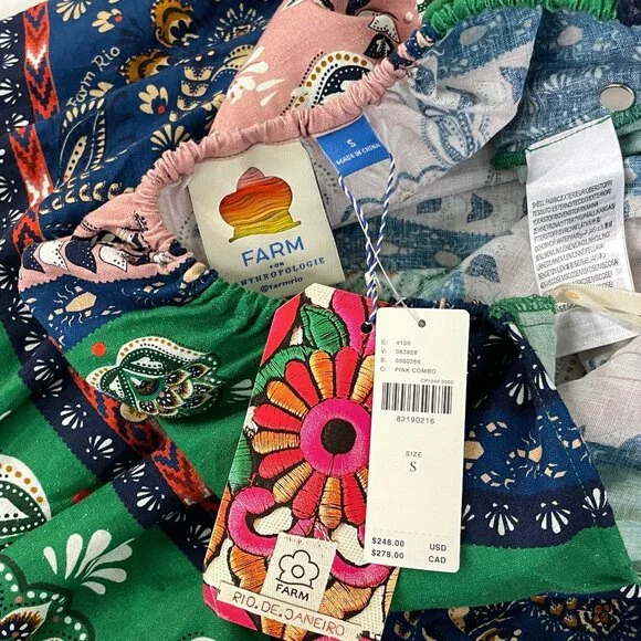 Anthropologie x Farm Rio Cutout Halter Maxi Dress Printed Pink Combo Small New - Picture 8 of 8